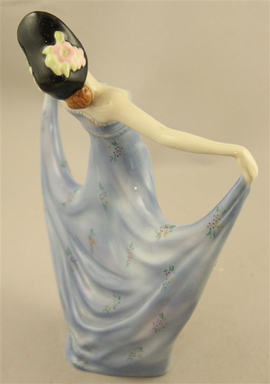 A rare Wade underglaze porcelain figure of Pavlova, c.1938, 22.5cm